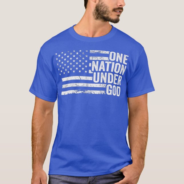 EN NATION UNDER GOD Christian USA Patriotic T Shirt (Framsida)