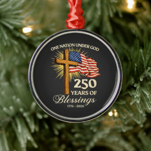 En nation under Gud 250 år av välsignelser Julgransprydnad Metall