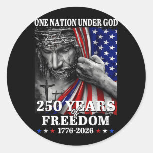 En nation under Gud 250 år dom 1776 2026 Runt Klistermärke