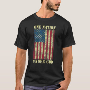En nation under Gud 4:e juli Design USA flagga T Shirt