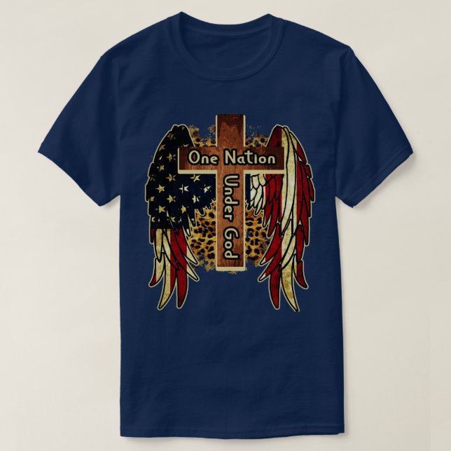 En nation under Gud 4 juli Patriot Kor T Shirt (Design framsida)
