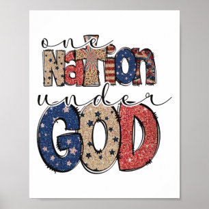 En nation under Gud Christian Patriotic 4th of Ju Poster