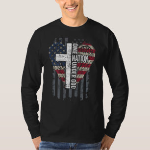 En nation under Gud Christian Usa Vingar Flagga på T Shirt