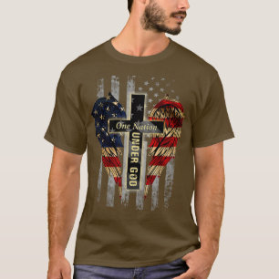En nation under Gud Distress Flagga Patriotic T Shirt