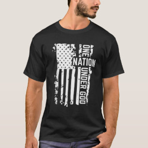 En nation under Gud Distress Flagga T Shirt