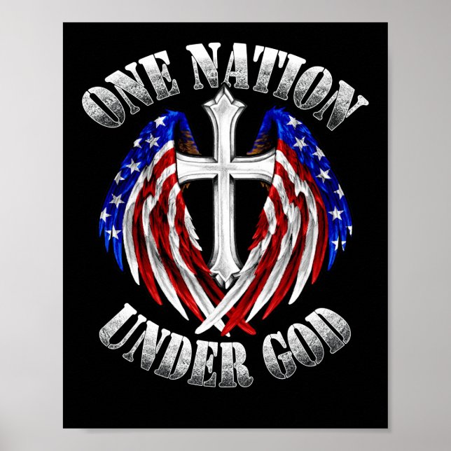 En nation under Gud Faith kor US Flagga Poster (Framsidan)