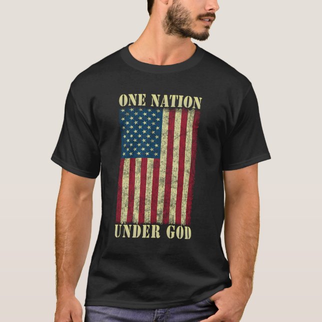 En nation under Gud Gift 4:e juli design USA F T Shirt (Framsida)