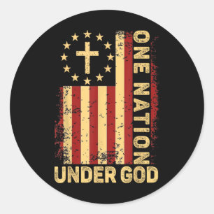 En nation under Gud Jesus Kristet kors Amerika Runt Klistermärke