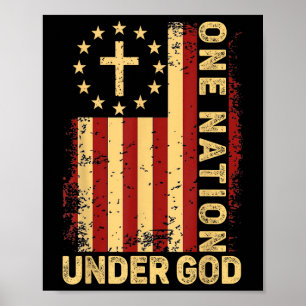 En nation under Gud Jesus Kristna kors Amerika Poster