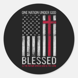 En nation under Gud Jesus välsignade amerikanska f Runt Klistermärke