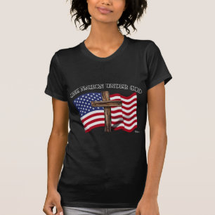En nation under gud med kraftfullkor och US Tee Shirt