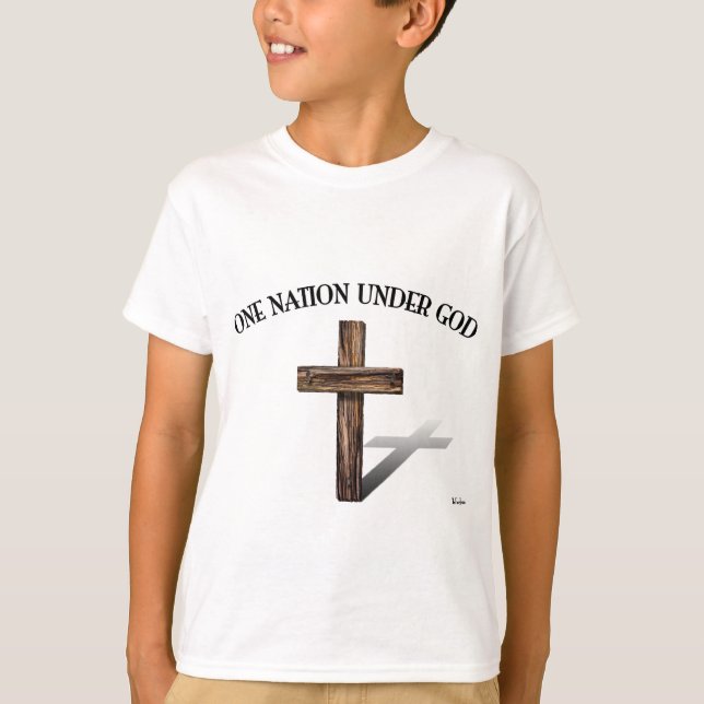 En nation under Gud med robust kors Tee Shirt (Framsida)