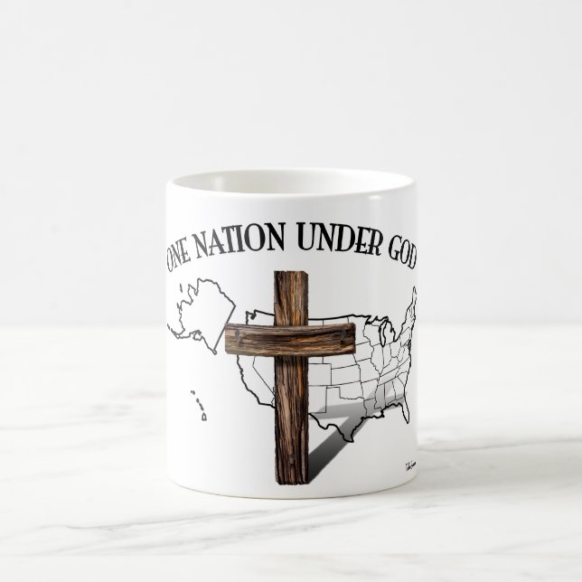En nation under Gud med US-disposition Kaffemugg (Center)