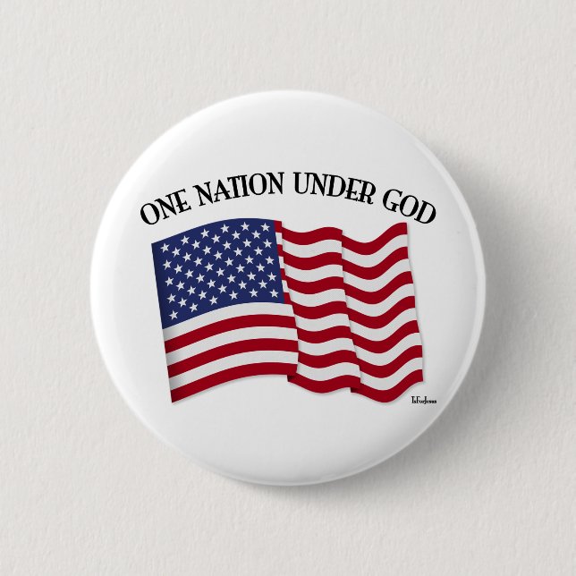 En nation under Gud med USA-flagga Knapp (Framsida)