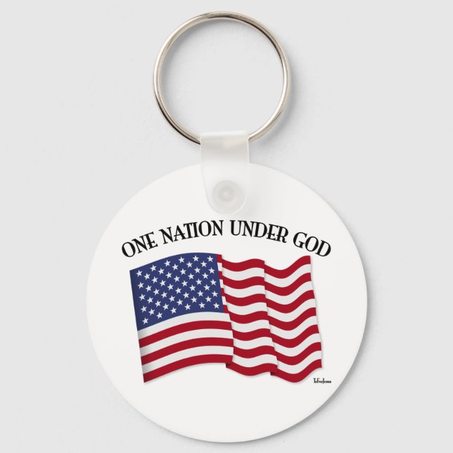 En nation under Gud med USA-flagga Nyckelring (Framsida)