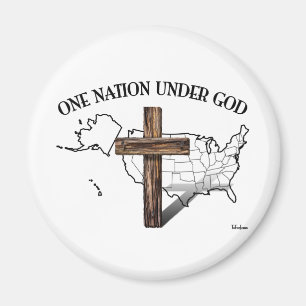 En nation under Gud med USA:s kontur Magnet