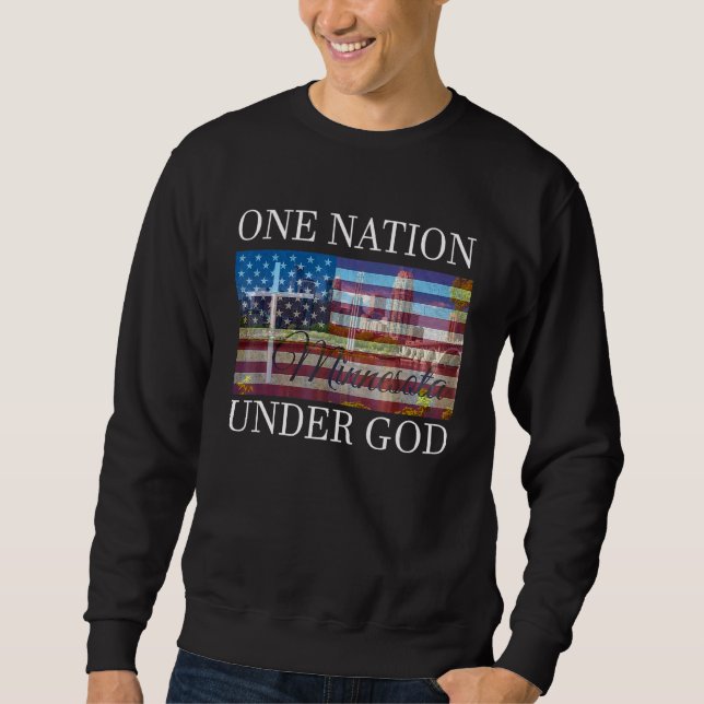 En nation under Gud Minnesota Minnesota American Lång Ärmad Tröja (Framsida)