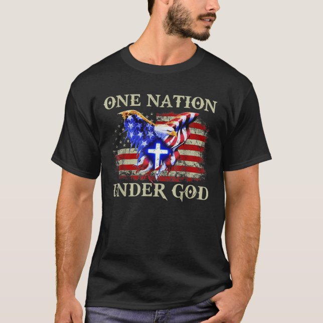 en nation under gud patriotisk usa christian t shirt (Framsida)