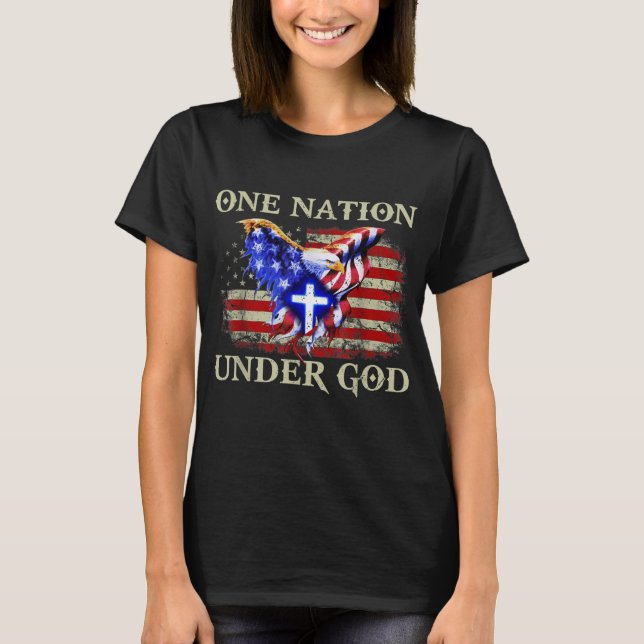en nation under gud patriotisk usa christian t shirt (Framsida)