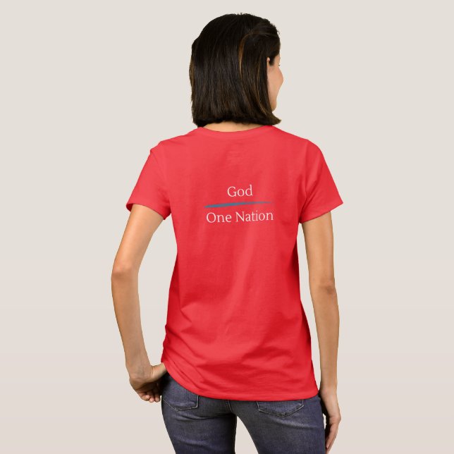 "En nation, under Gud" Red Shirt T (Hel baksida)