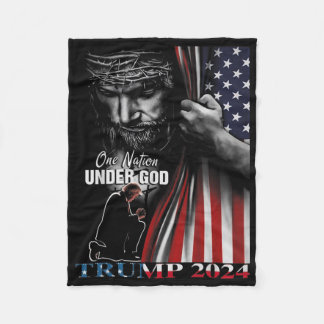 En nation under Gud Trump 2024 Guds amerikanska Fl Fleecefilt