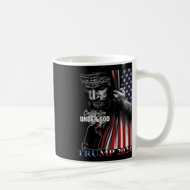 En nation under Gud Trump 2024 Guds amerikanska Fl Kaffemugg (Höger)