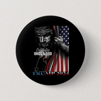 En nation under Gud Trump 2024 Guds amerikanska Fl Knapp