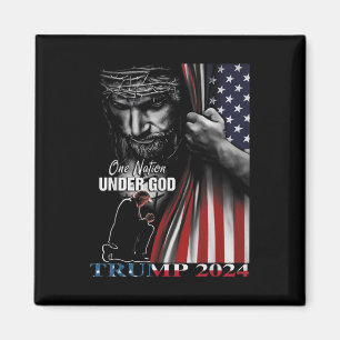 En nation under Gud Trump 2024 Guds amerikanska Fl Magnet