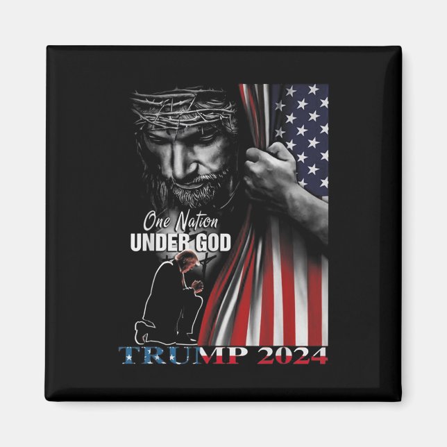 En nation under Gud Trump 2024 Guds amerikanska Fl Magnet (Framsidan)