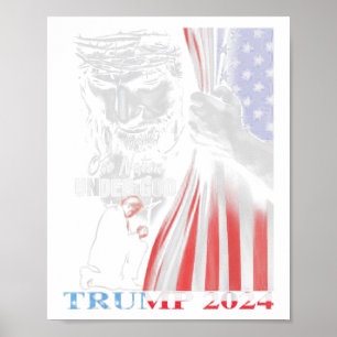 En nation under Gud Trump 2024 Guds amerikanska Fl Poster