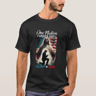 En nation under Gud Trump 2024 Guds amerikanska Fl T Shirt