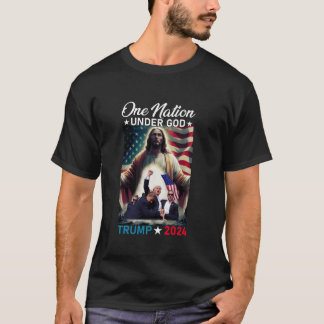 En nation under Gud Trump 2024 Guds amerikanska Fl T Shirt