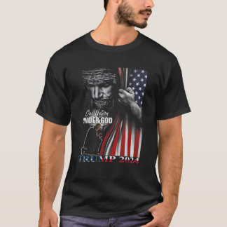 En nation under Gud Trump 2024 Guds amerikanska Fl T Shirt