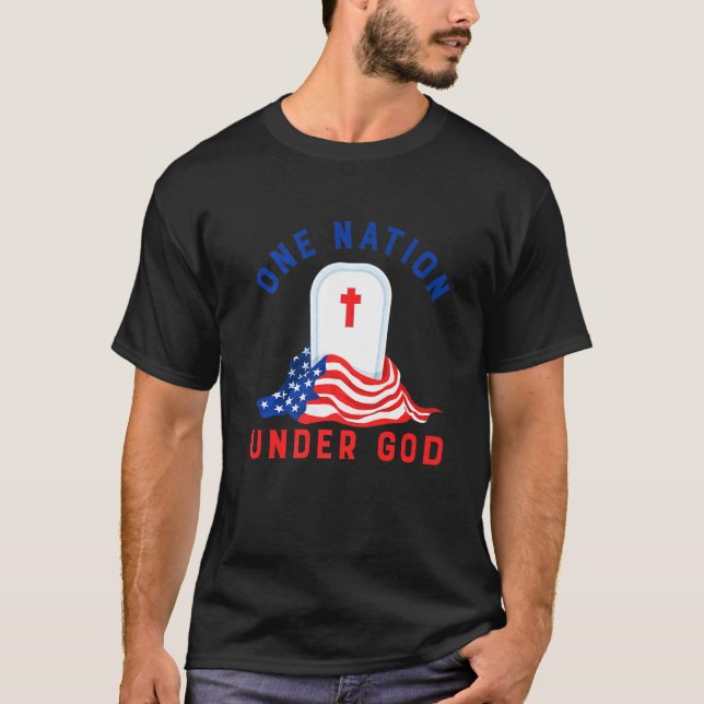 En nation under Gud Ultimate Memorial Patriotic 4 T Shirt (Framsida)