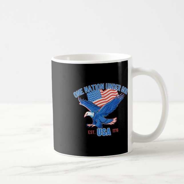 En nation under Gud USA flagga 4:e juli Est 1776 Kaffemugg (Höger)