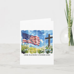En nation under Gud USA flagga Flowers Red White B Kort