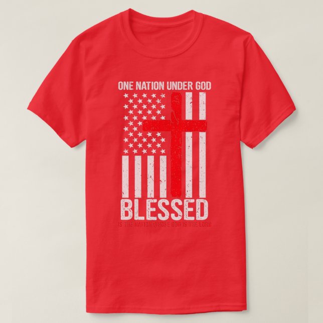 En nation under Gud välsigne Patriotic American Fl T Shirt (Design framsida)
