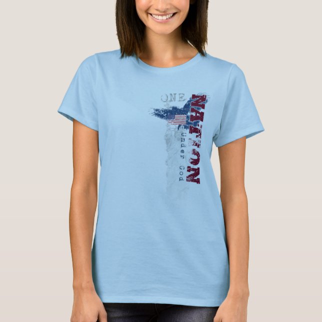 En nation under gudGrungekvinna T-tröja T-shirt (Framsida)