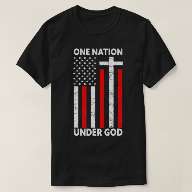 En nation under Guds amerikanska Faith USA Funny 4 T Shirt (Design framsida)