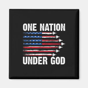 En nation under Guds amerikanska flagga 4 juli-fig Magnet