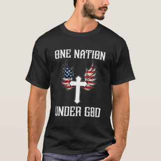 En nation under Guds amerikanska Flagga Christian T Shirt
