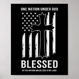 En nation under Guds amerikanska Flagga Citat Poster