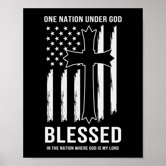 En nation under Guds amerikanska Flagga Citat Poster (Framsidan)