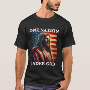 En nation under Guds amerikanska Flagga och Jesus T Shirt