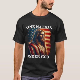 En nation under Guds amerikanska Flagga och Jesus T Shirt
