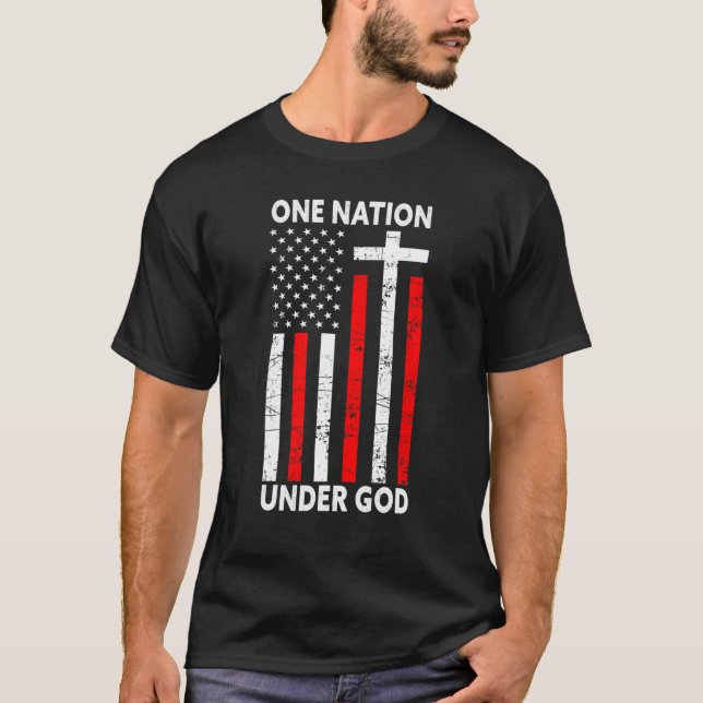 En nation under Guds amerikanska tro USA:s 4:e T Shirt (Framsida)