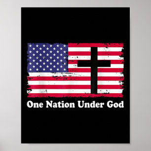 En nation under Guds flagga 4:e juli patriotisk C Poster