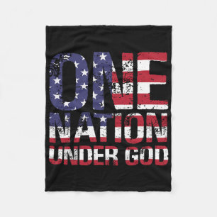 En nation under Guds Flagga 4 juli Patriotic Ch Fleecefilt