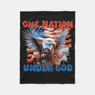 En nation under Guds Flagga 4 juli Patriotic Ch Fleecefilt