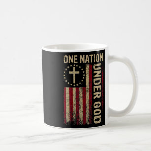 En nation under Guds Flagga 4 juli Patriotic Ch Kaffemugg